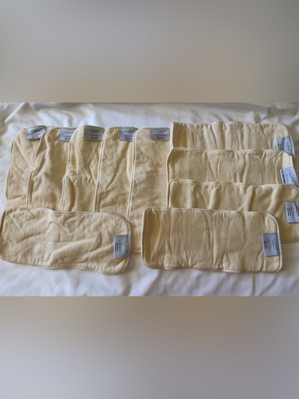 EcoAble hemo organic cotton cloth diaper inserts lot (10-Pack) Heavy Wetter